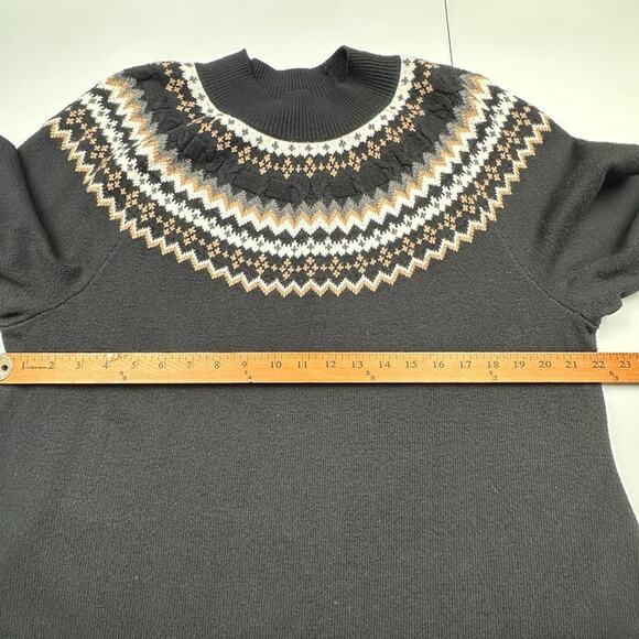 Talbots Dress Womens 2X Black Fair Isle Knit Sweater Long Sleeve Holiday Preppy - Picture 8 of 11